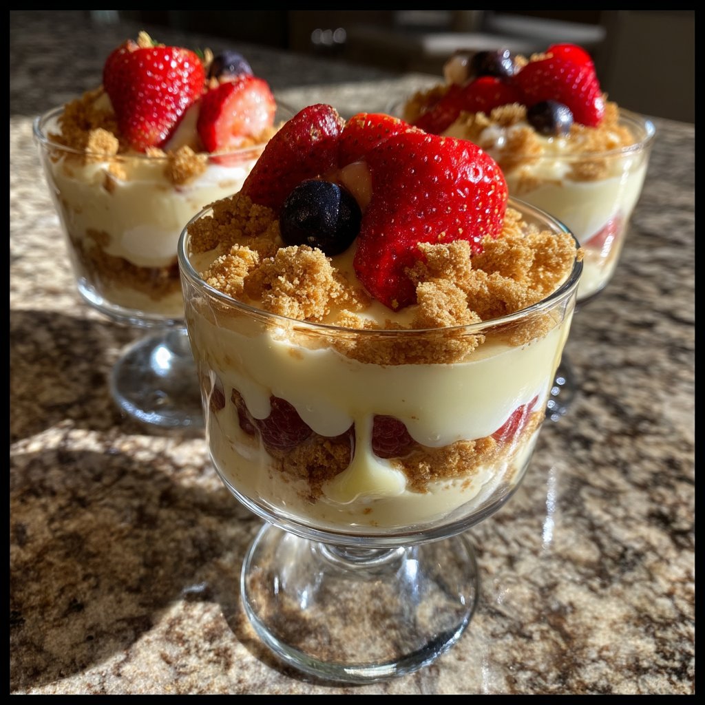 Vanilla Bean Pudding Parfaits with Graham Crackers
