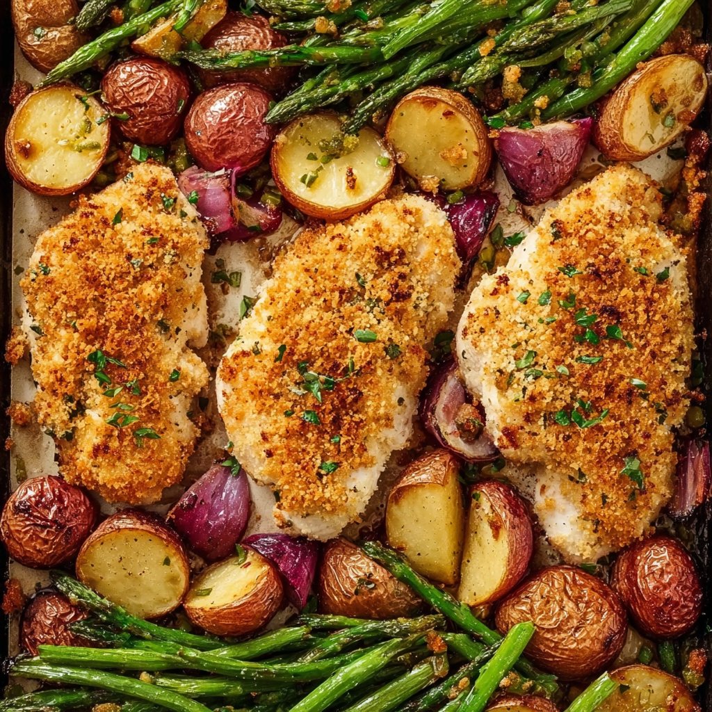 Parmesan Crusted Chicken Sheet Pan Dinner