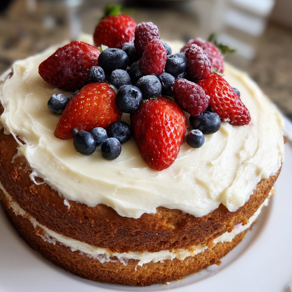 Mother’s Day Cake with Vanilla Berry Frosting