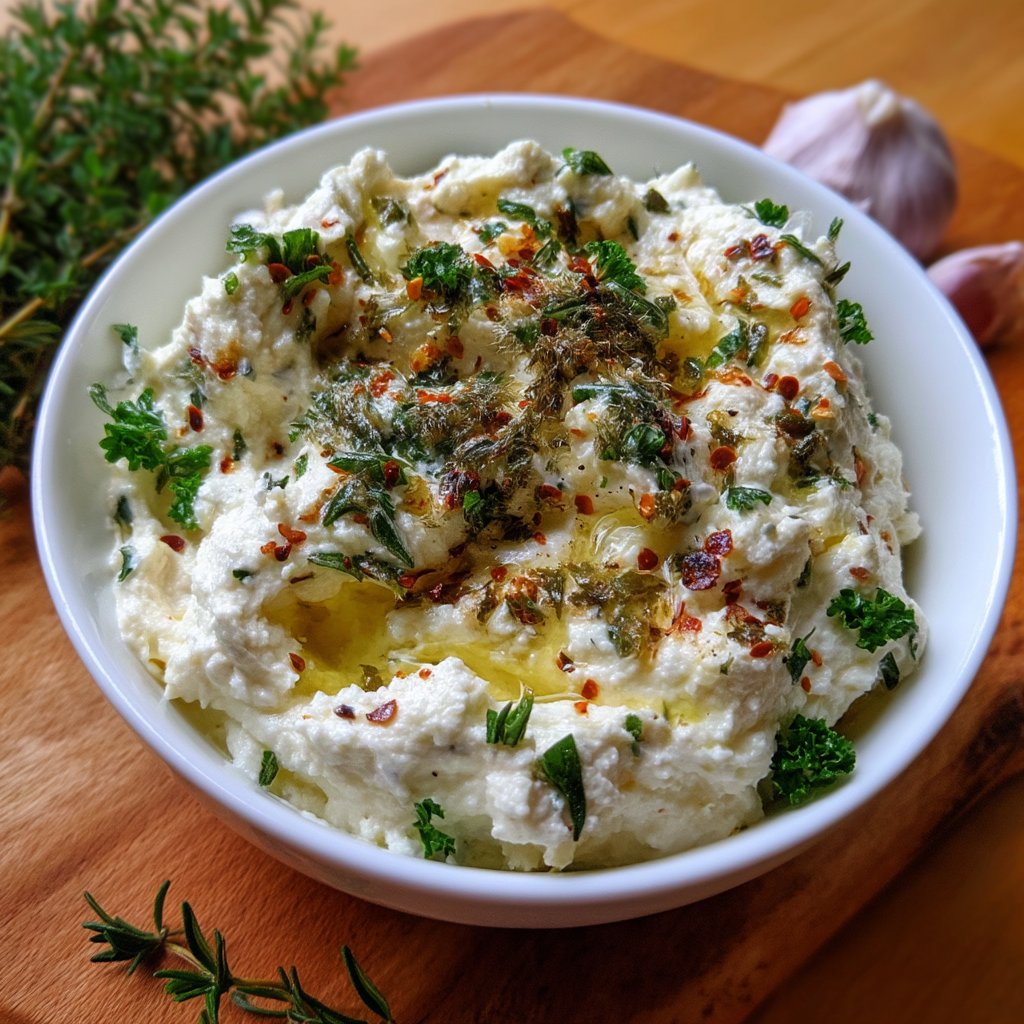 Whipped Ricotta Dip with Roasted Garlic and Herbs