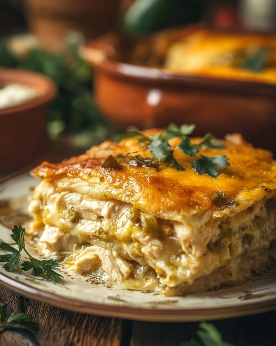 Quick and Easy Green Chile Chicken Enchilada Casserole