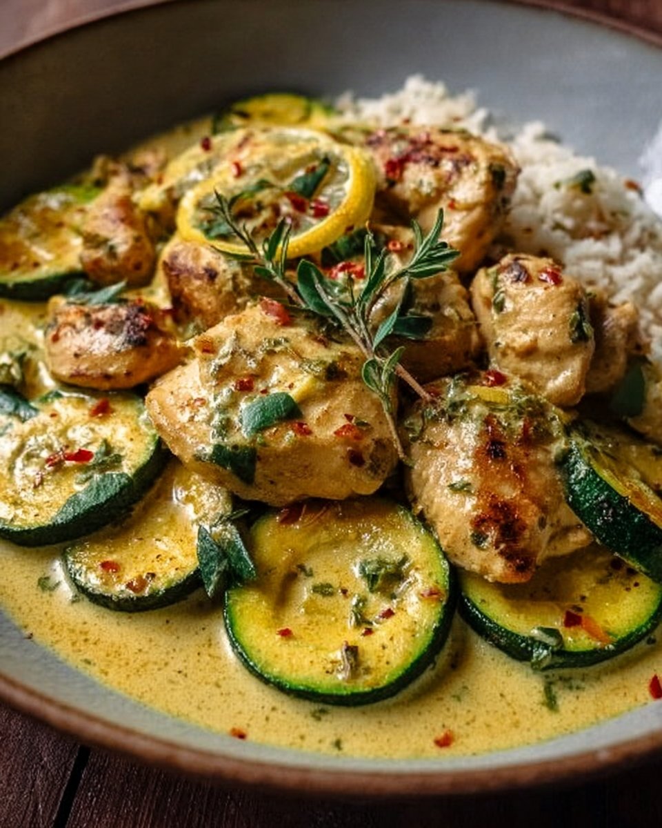 Creamy Lemon Butter Chicken with Crispy Zucchini Delight