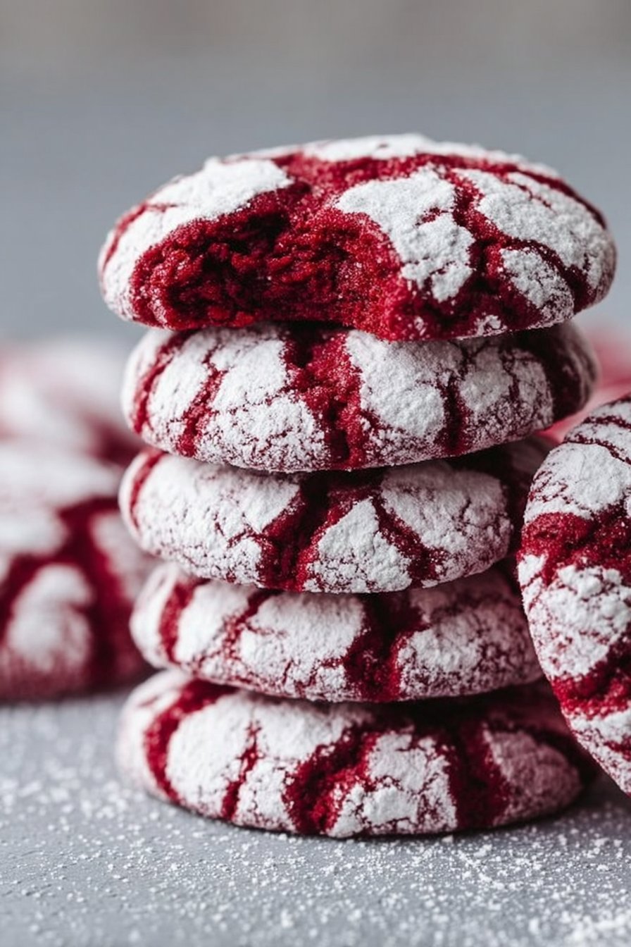 Red Velvet Crinkle Cookies