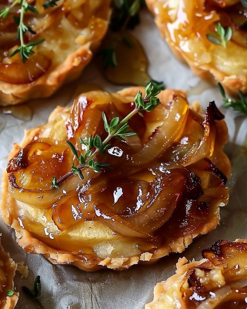 Gluten-Free Apple Brie Tarts with Caramelized Onions & Honey
