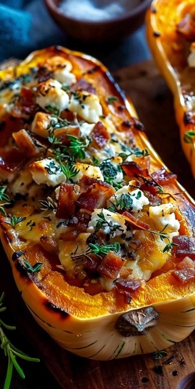 Butternut Farcie aux Lardons et au Chèvre