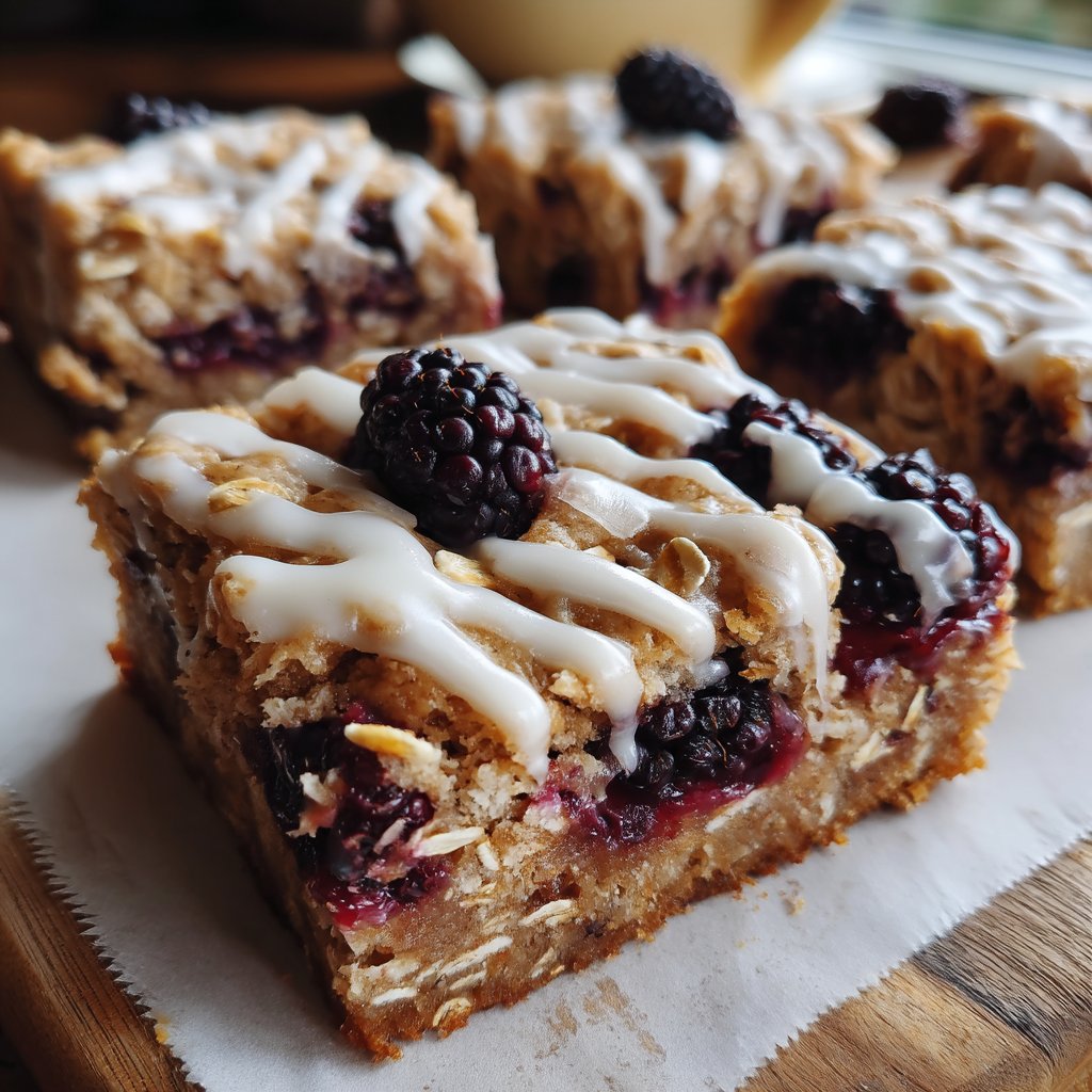 Blackberry Oatmeal Bars with Vanilla Glaze