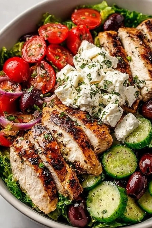 Fresh Greek Salad with Chicken