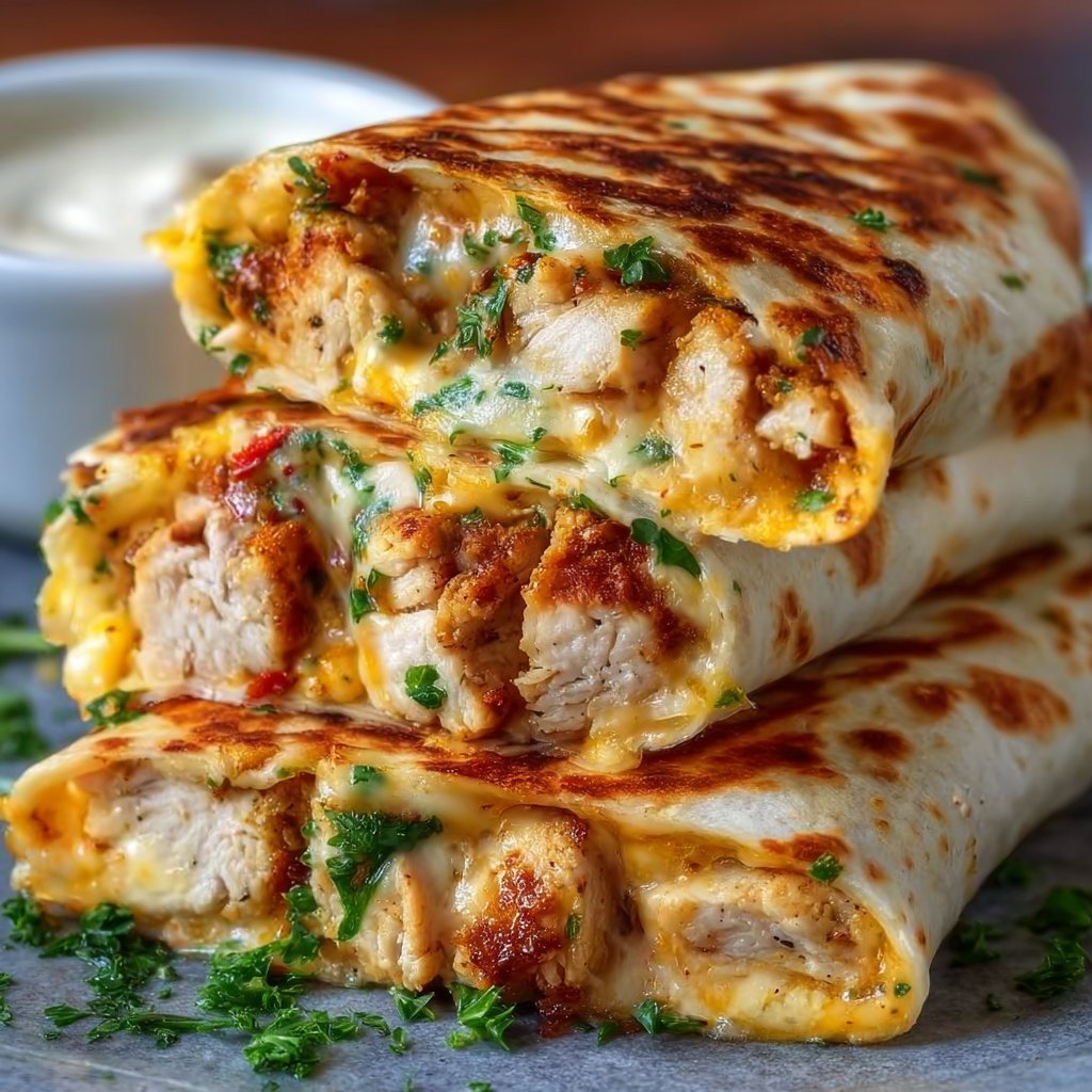 Cheesy Garlic Chicken Wraps