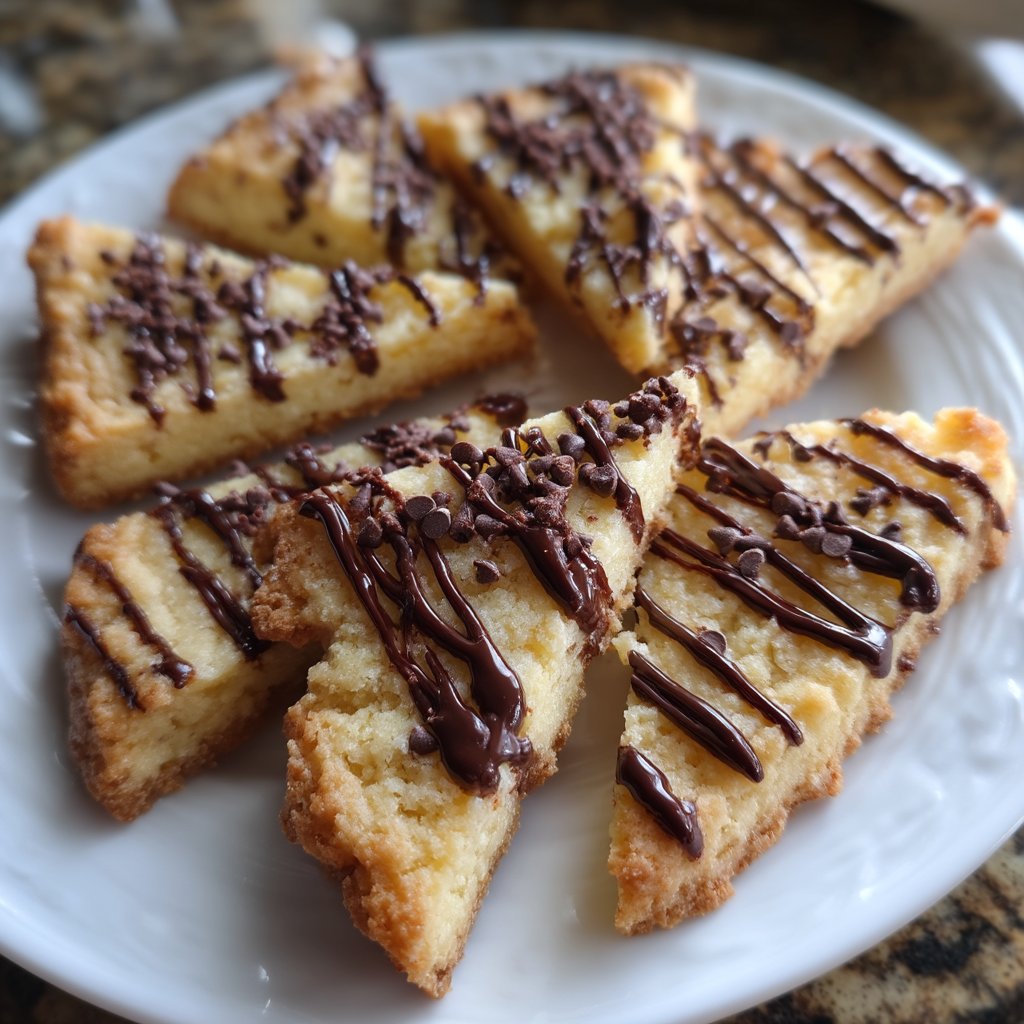 Mocha Shortbread Wedges with Chocolate Drizzle