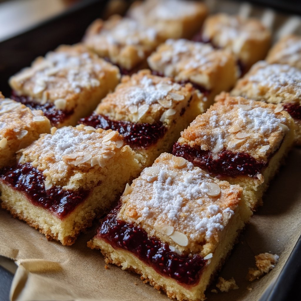 Almond Shortbread Bars with Blackberry Jam