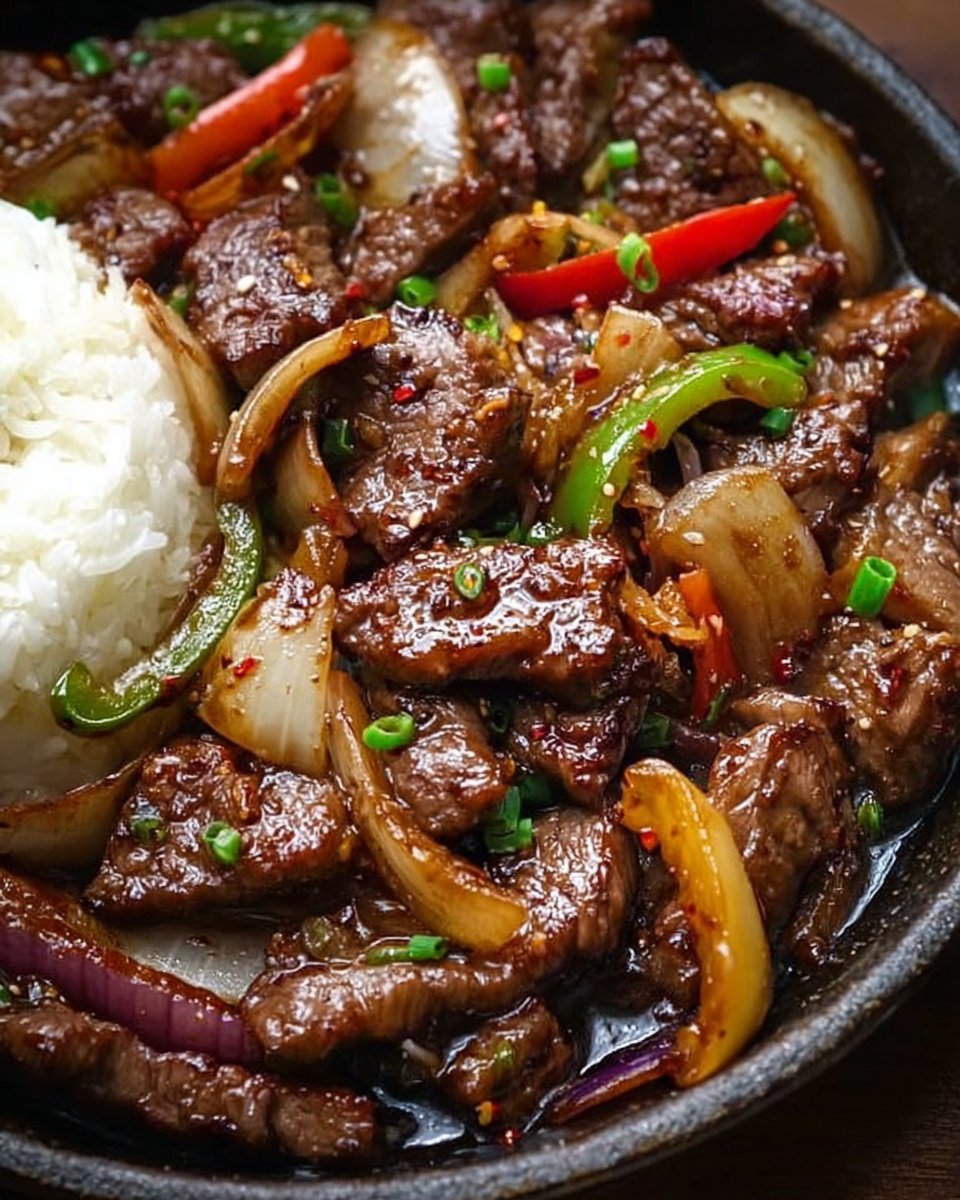 Sizzling Chinese Pepper Steak with Onions