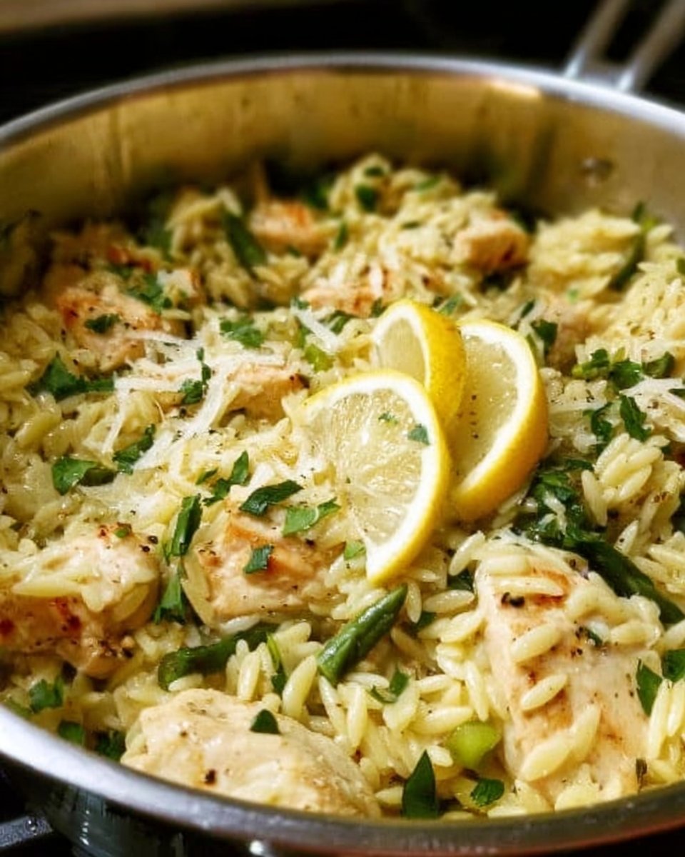 Ein Topf Zitronen-Hühnchen Orzo