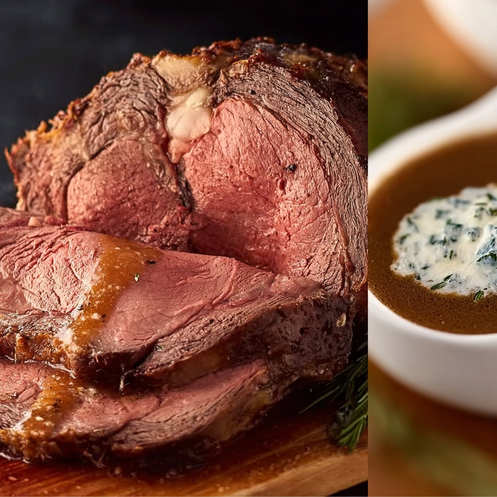 Sous Vide Prime Rib Roast with Au Jus and Herb Butter