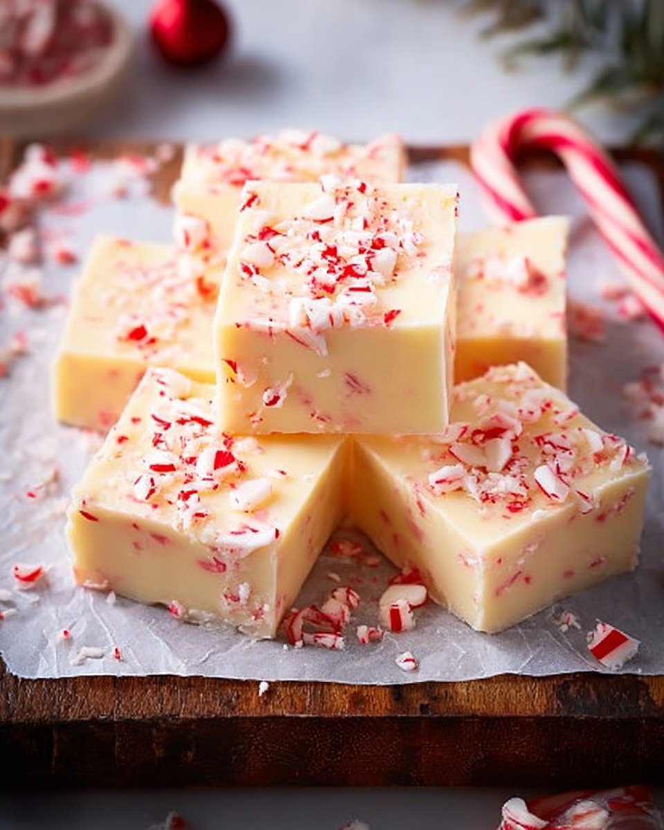 White Chocolate Peppermint Fudge