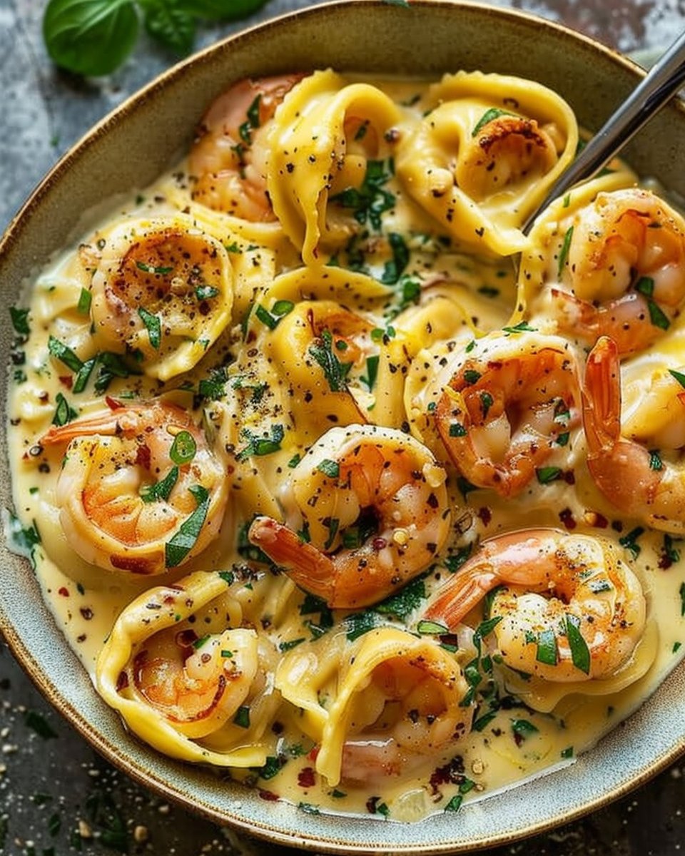 Shrimp Tortellini in Lemon Garlic Cream Sauce