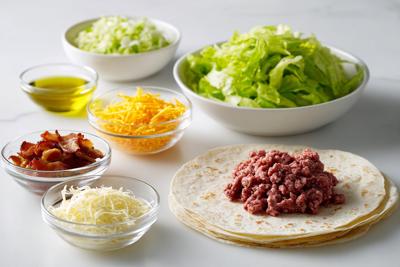 Cheesy Bacon Burger Wraps