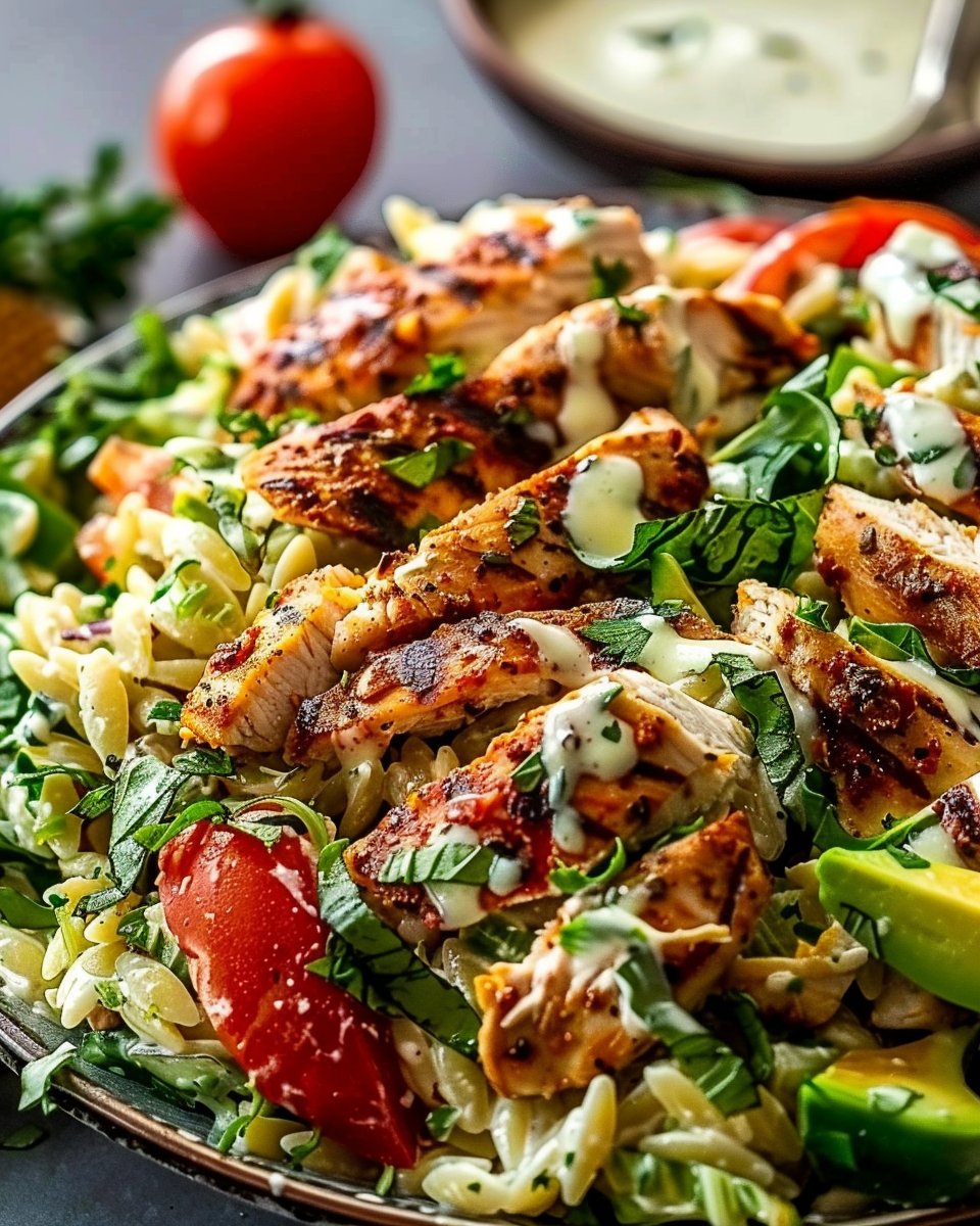 Cajun Chicken Orzo Salad with Creamy Dressing