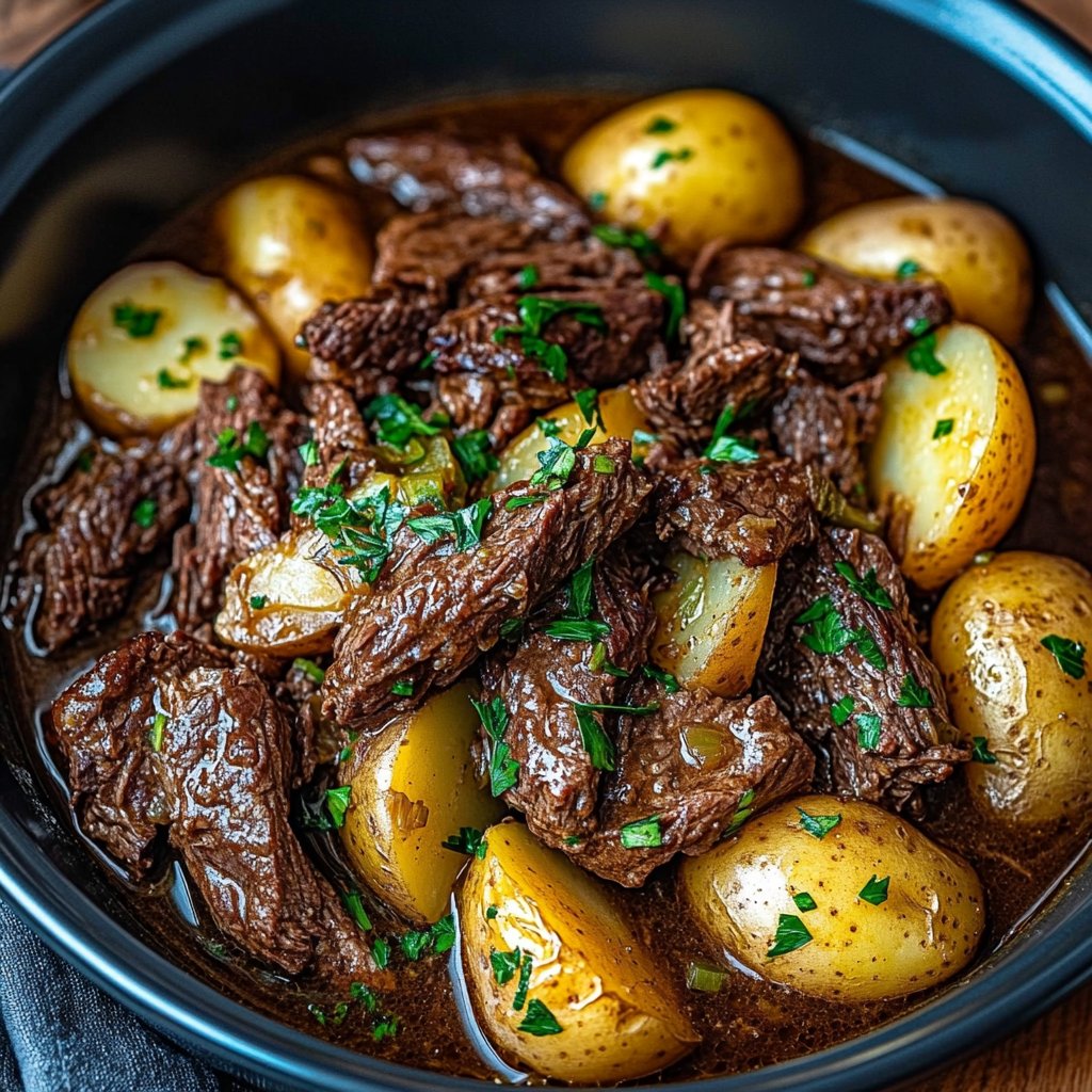 Slow-Cooker Garlic Butter Beef with Potatoes