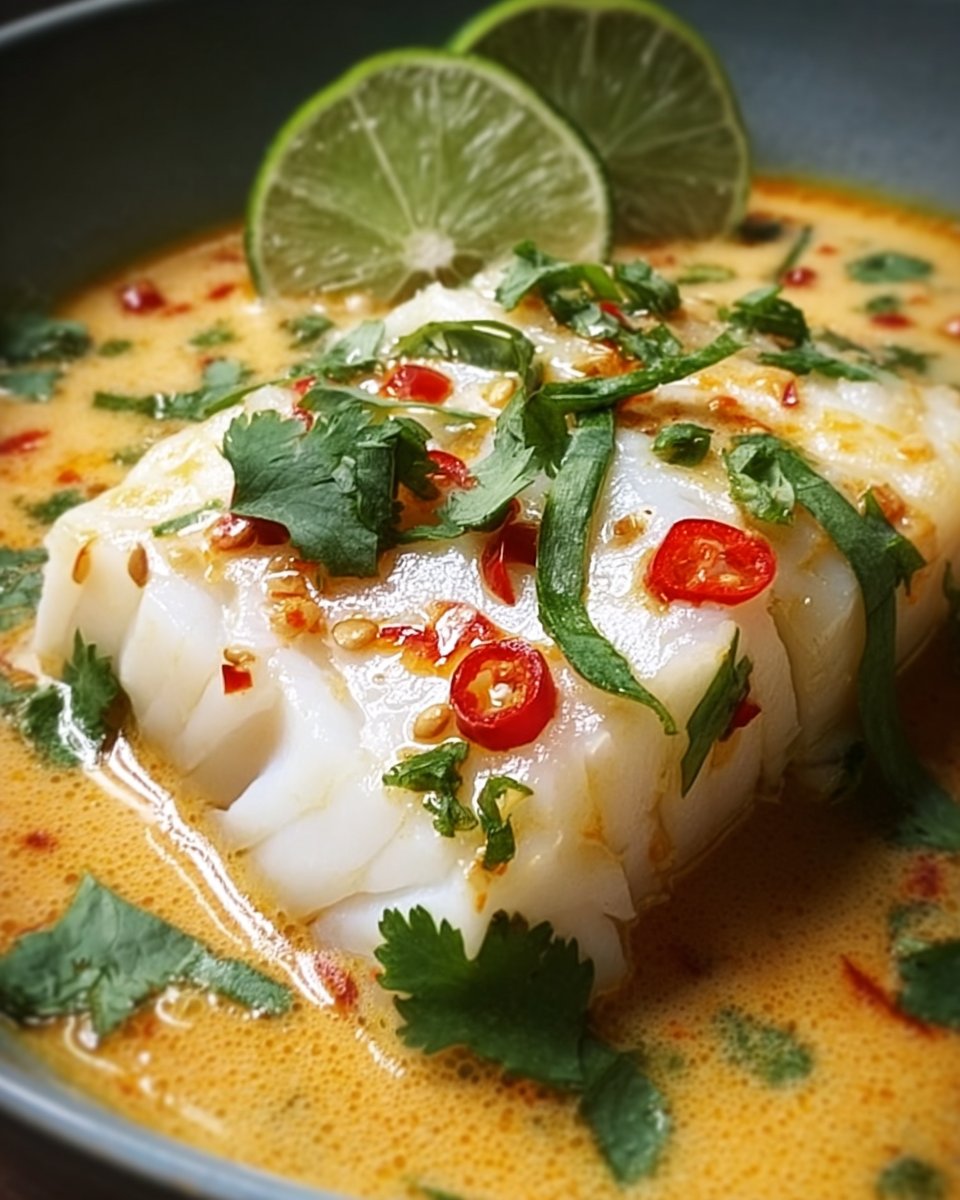 Savory Thai Coconut Lime Poached Cod in Just 25 Minutes