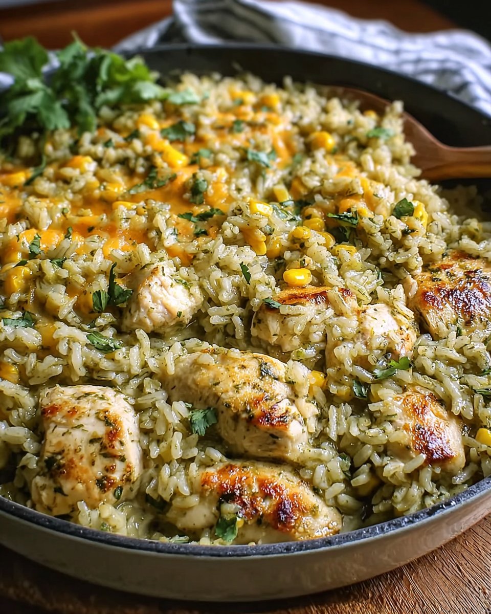 Green Sauce Chicken & Rice Skillet