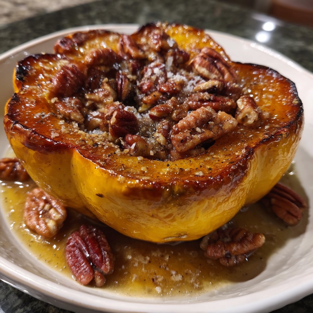 Roasted Acorn Squash with Maple and Pecans 3 Roasted Acorn Squash with Maple and Pecans