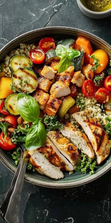 Buddha Bowl with Chicken and Roasted Vegetables