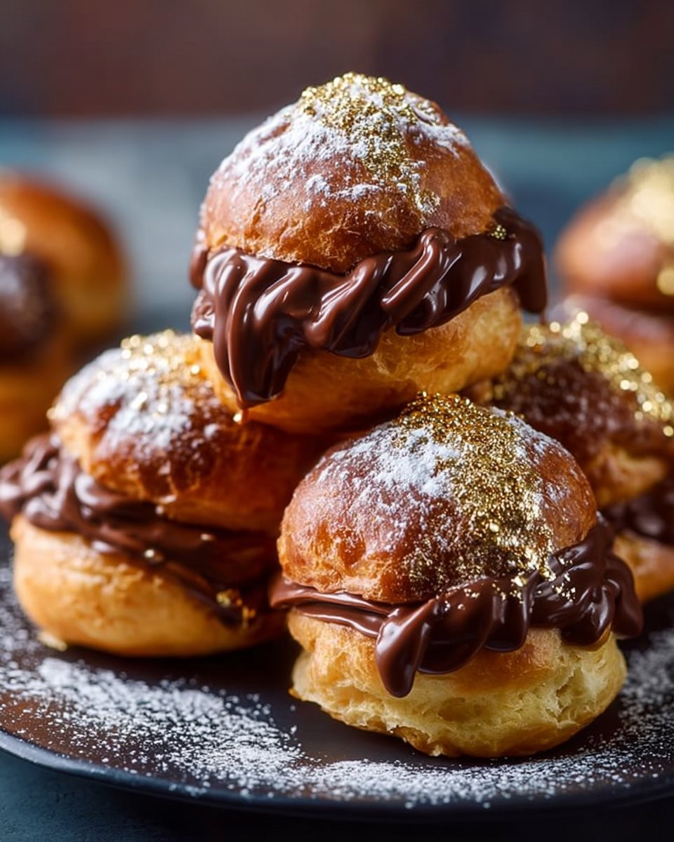 Gold Dusted Chocolate Profiteroles