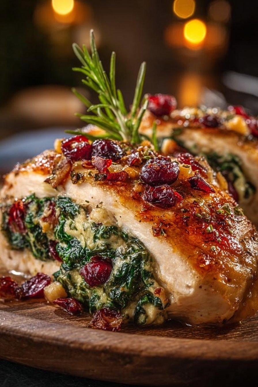 Spinach & Cranberry Stuffed Chicken Breast