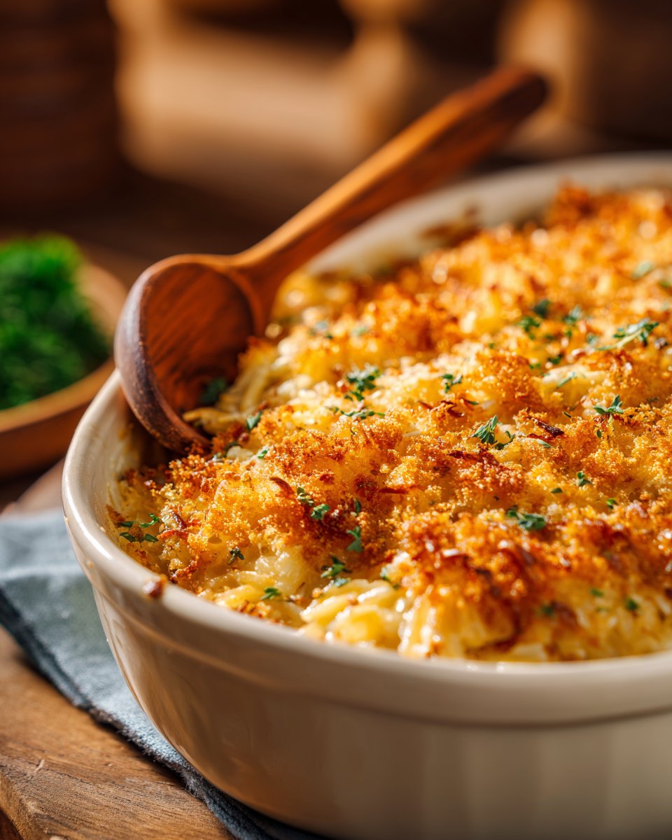 French Onion Chicken Orzo Casserole
