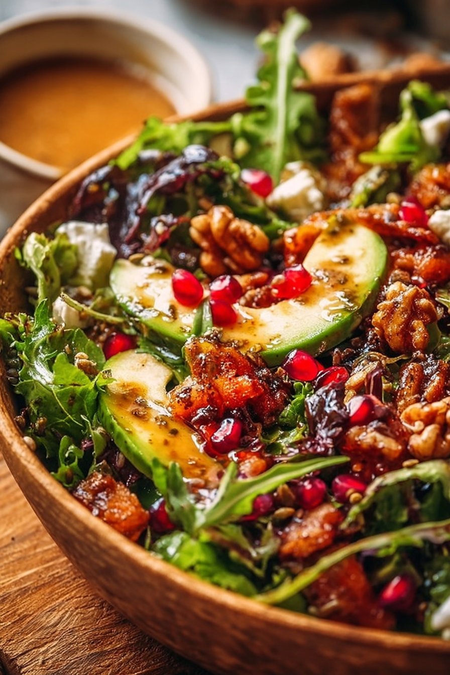 Winter Christmas Salad with Honey Mustard Dressing