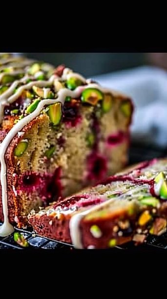 Pistachio Cranberry Loaf with White Chocolate Drizzle