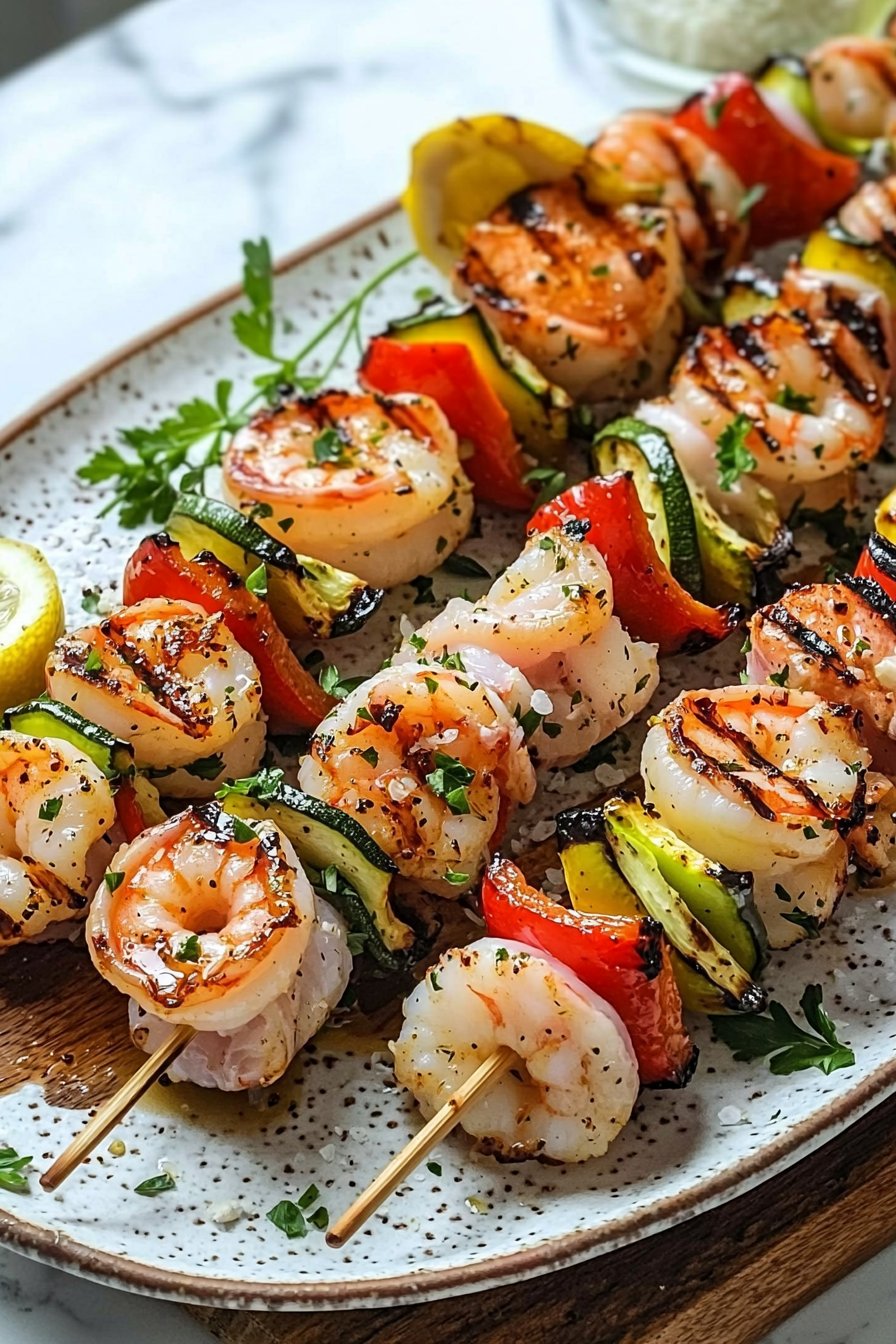 Gegrillte Meeresfrüchte-Spieße
