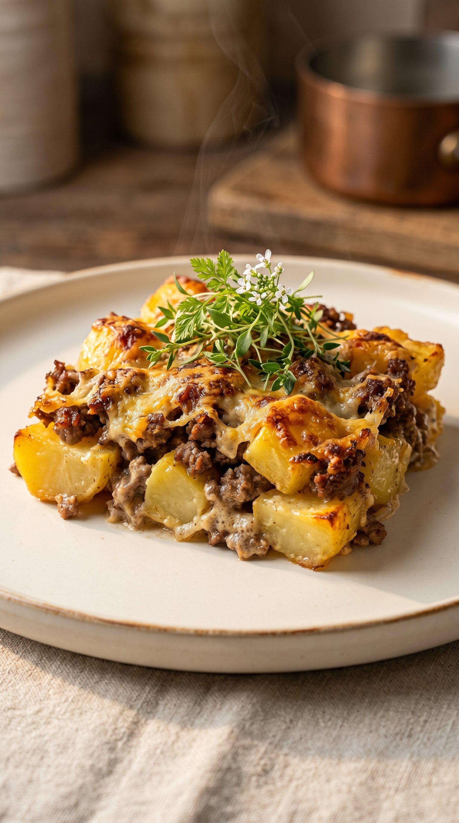 Gratin de pommes de terre et viande hachée
