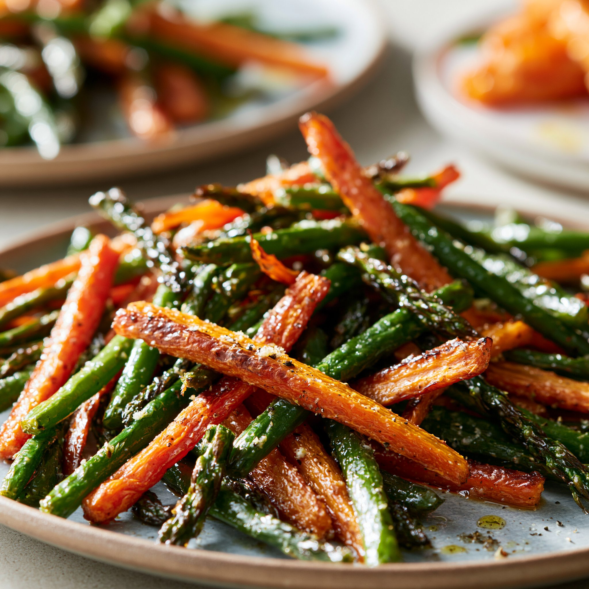 Crispy Roasted Carrots and Green Beans