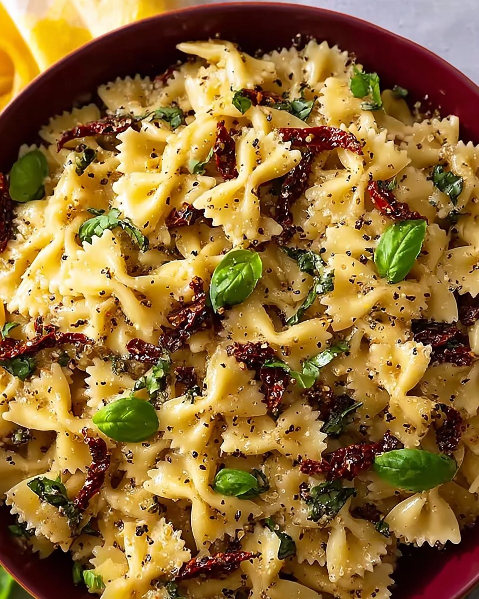 Delicious Pasta Salad with Basil and Sundried Tomatoes