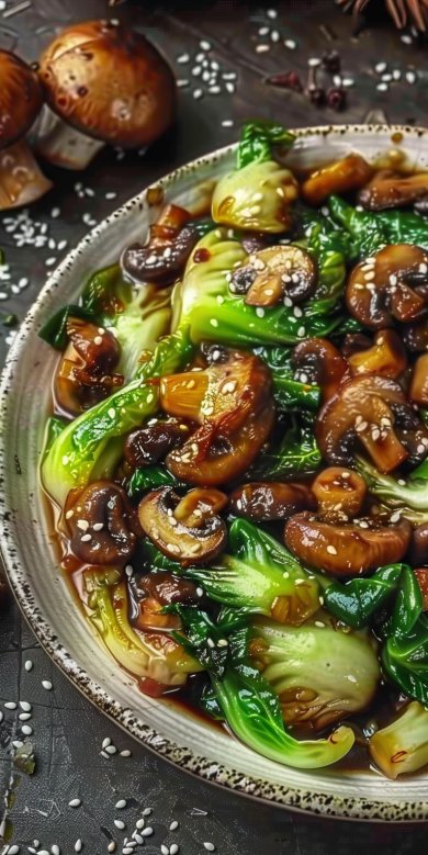 Chou chinois sauté aux champignons