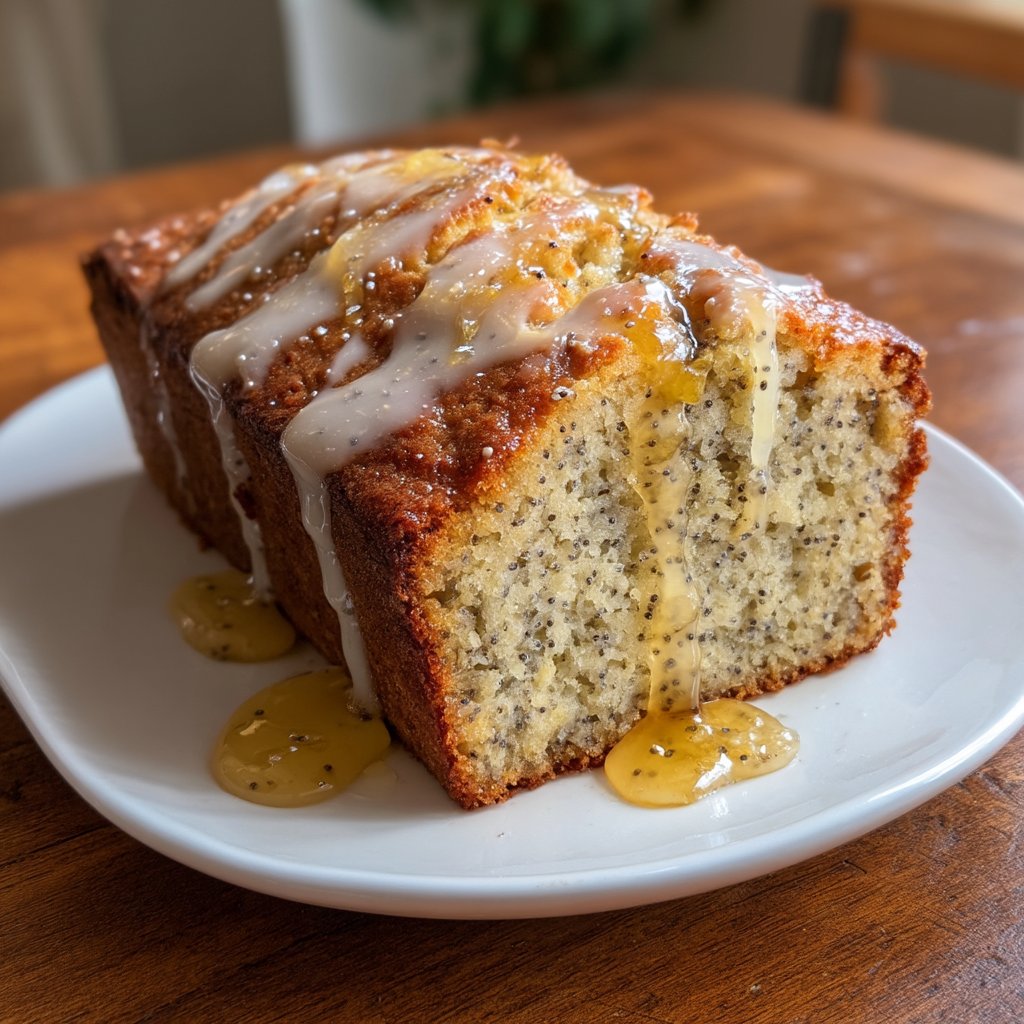 Lemon Poppy Seed Breakfast Cake with Honey Glaze