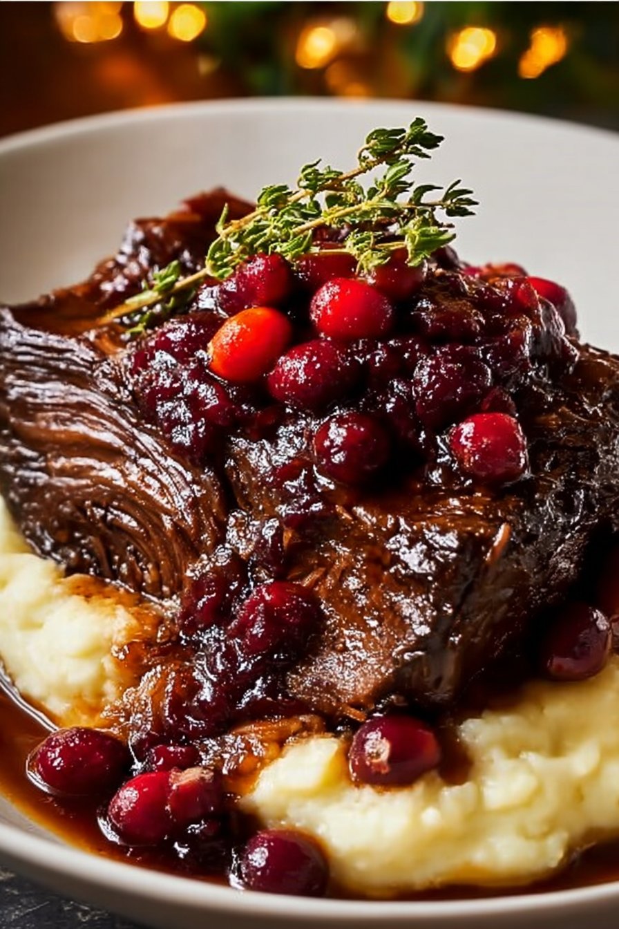 Slow-Braised Beef Roast with Cranberry Balsamic Glaze