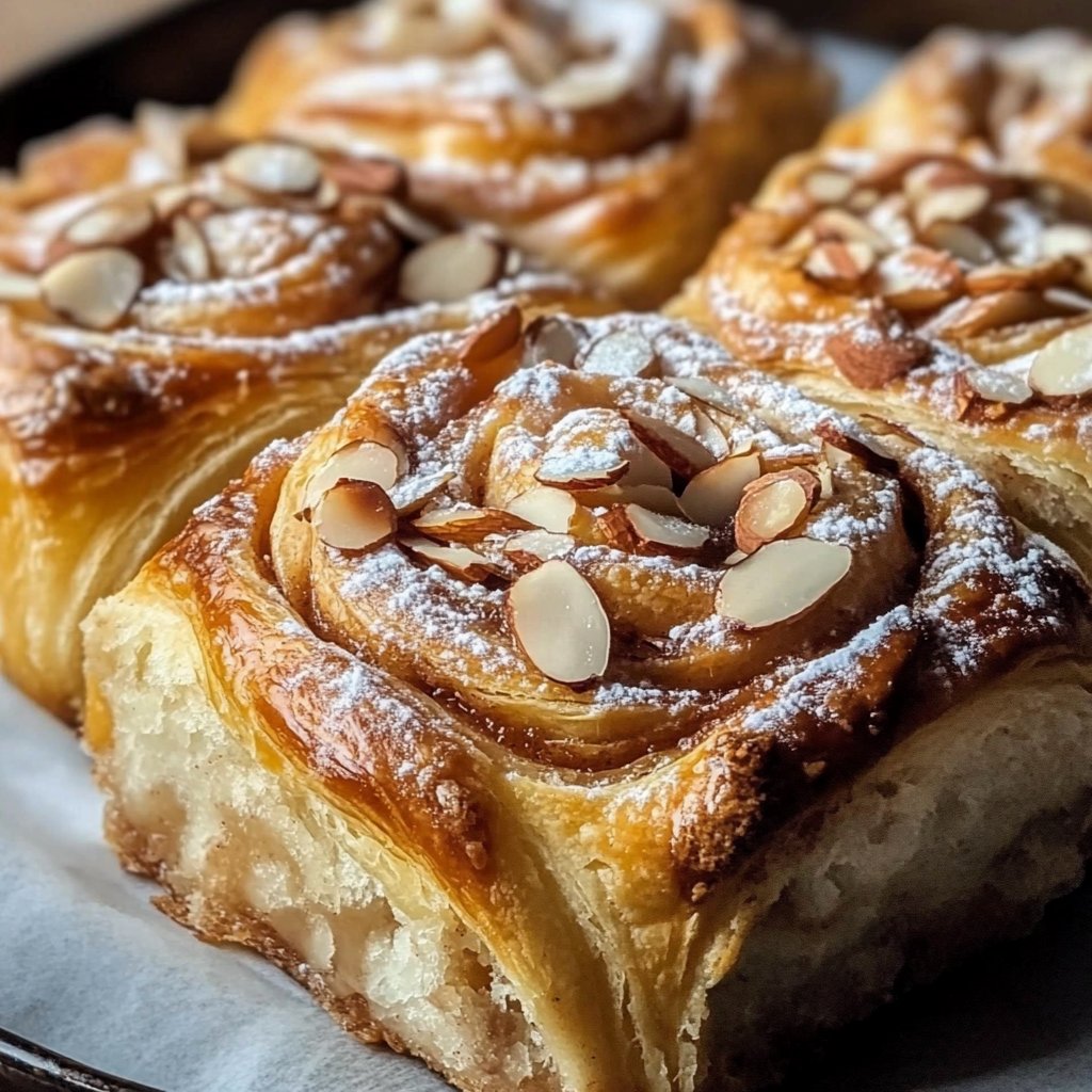Gooey Almond Croissant Cinnamon Rolls