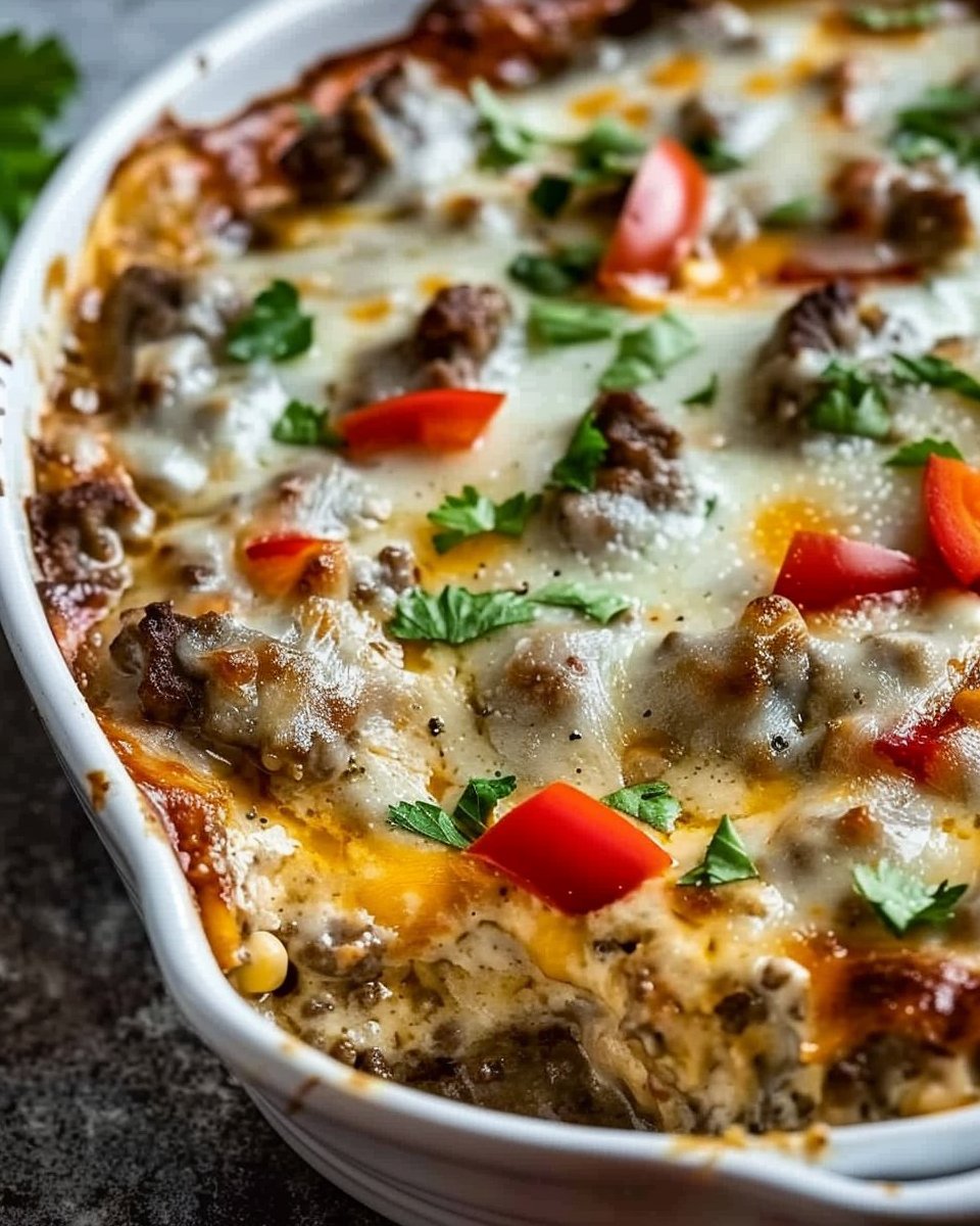 Low Carb Philly Cheesesteak Casserole