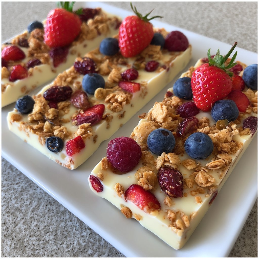 Frozen Yogurt Bark with Berries and Granola