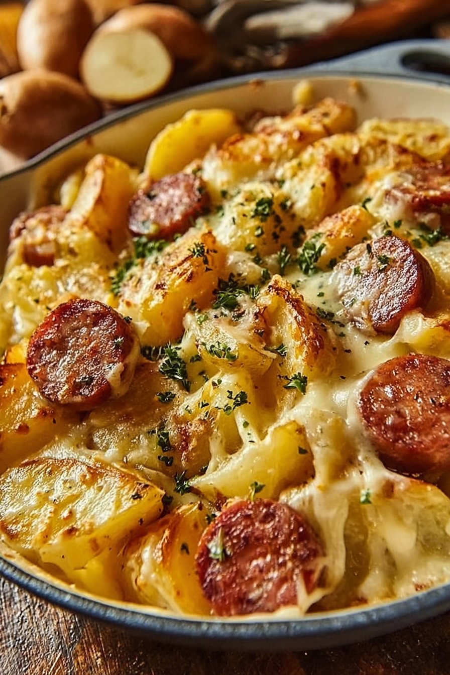 Cheesy Ranch Potatoes and Smoked Sausage