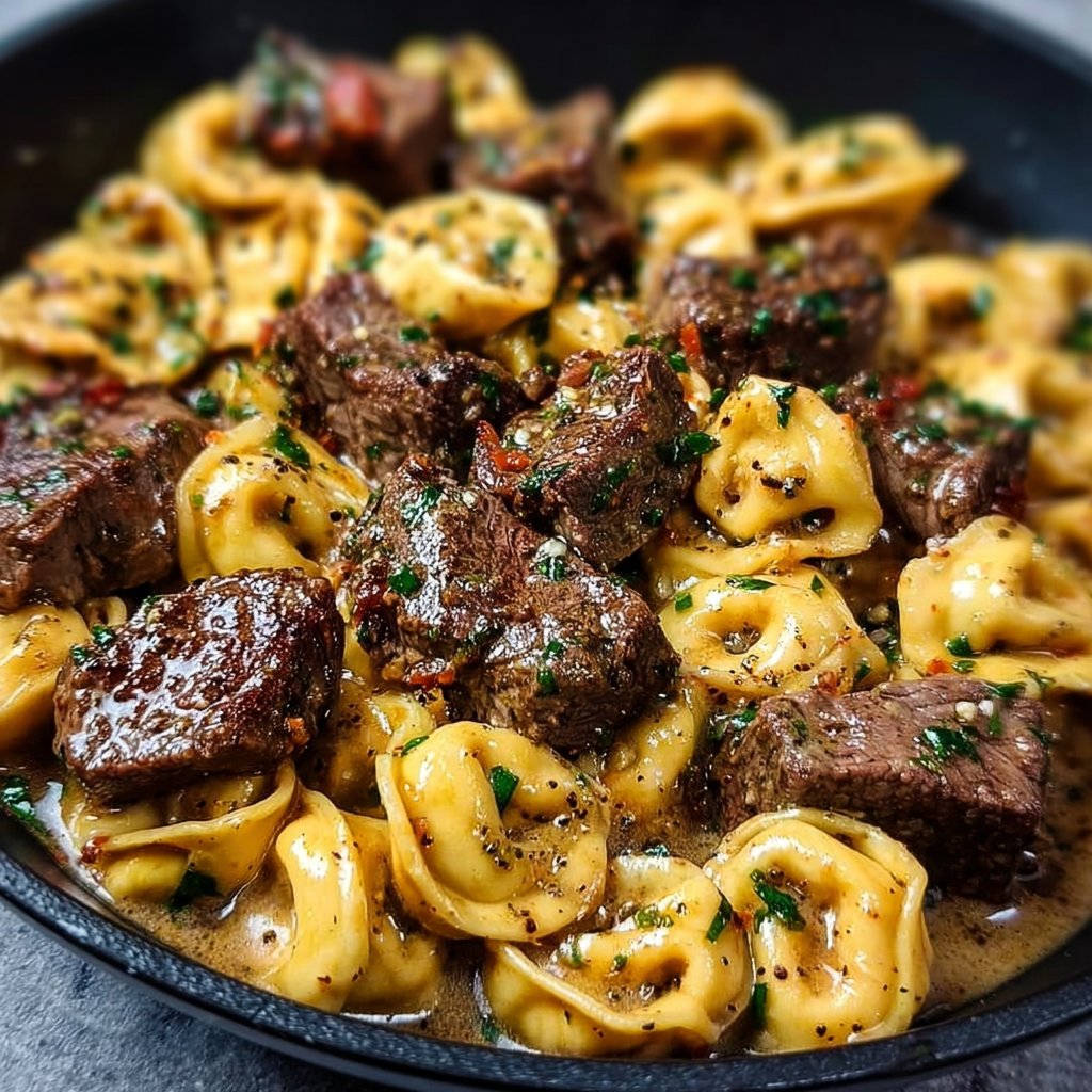 One-Pan Cowboy Butter Tortellini Steak Bites