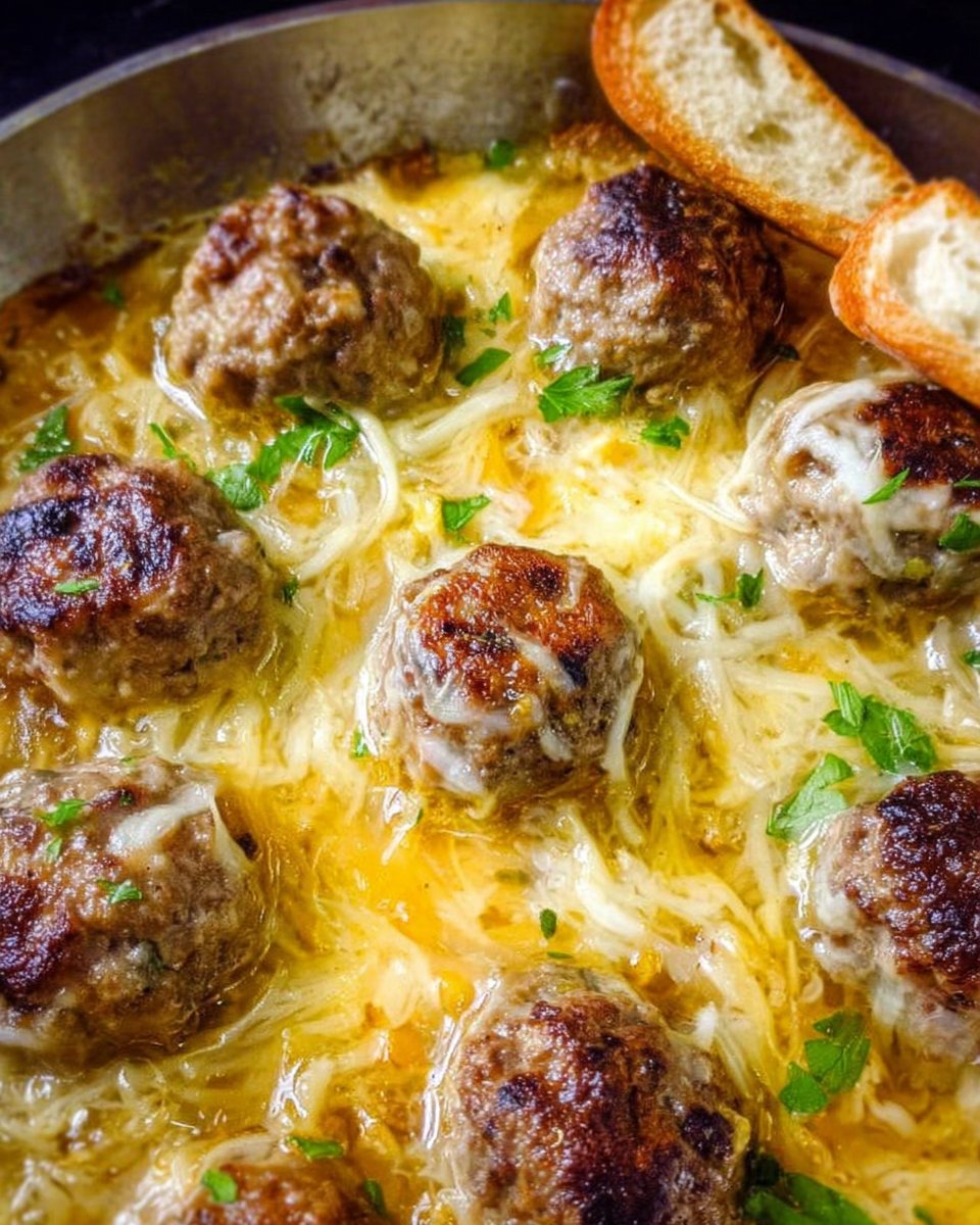 French Onion Meatballs