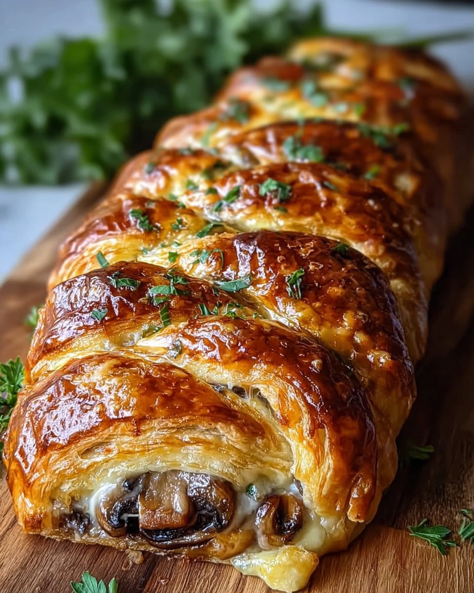 Savory Mushroom & Gruyère Puff Pastry Braid