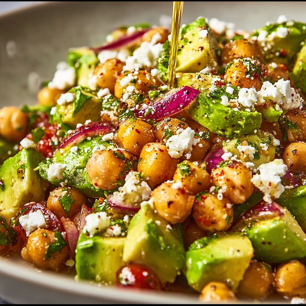 Chickpea Feta Avocado Salad