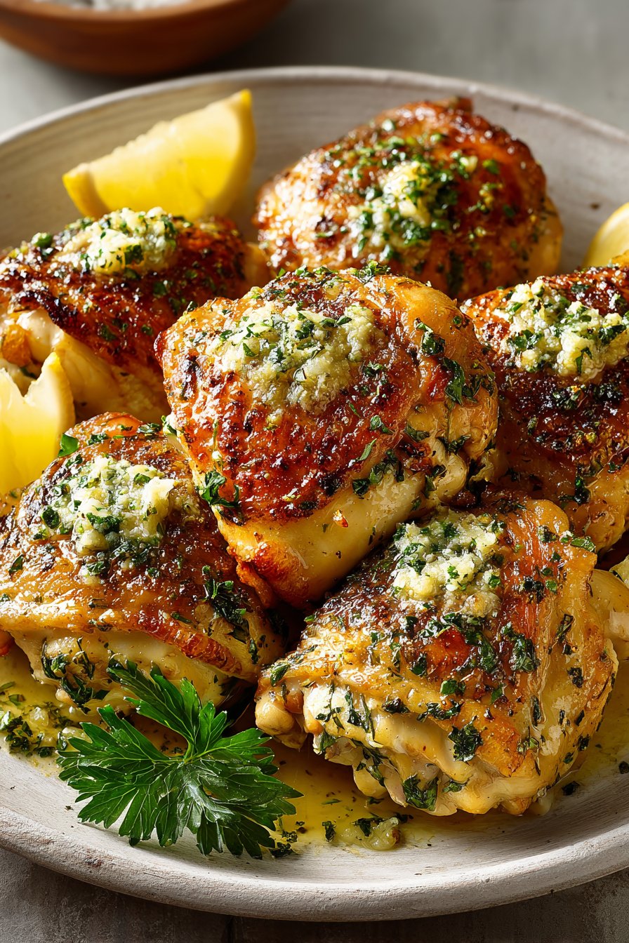 Garlic Butter Lemon Baked Chicken Thighs