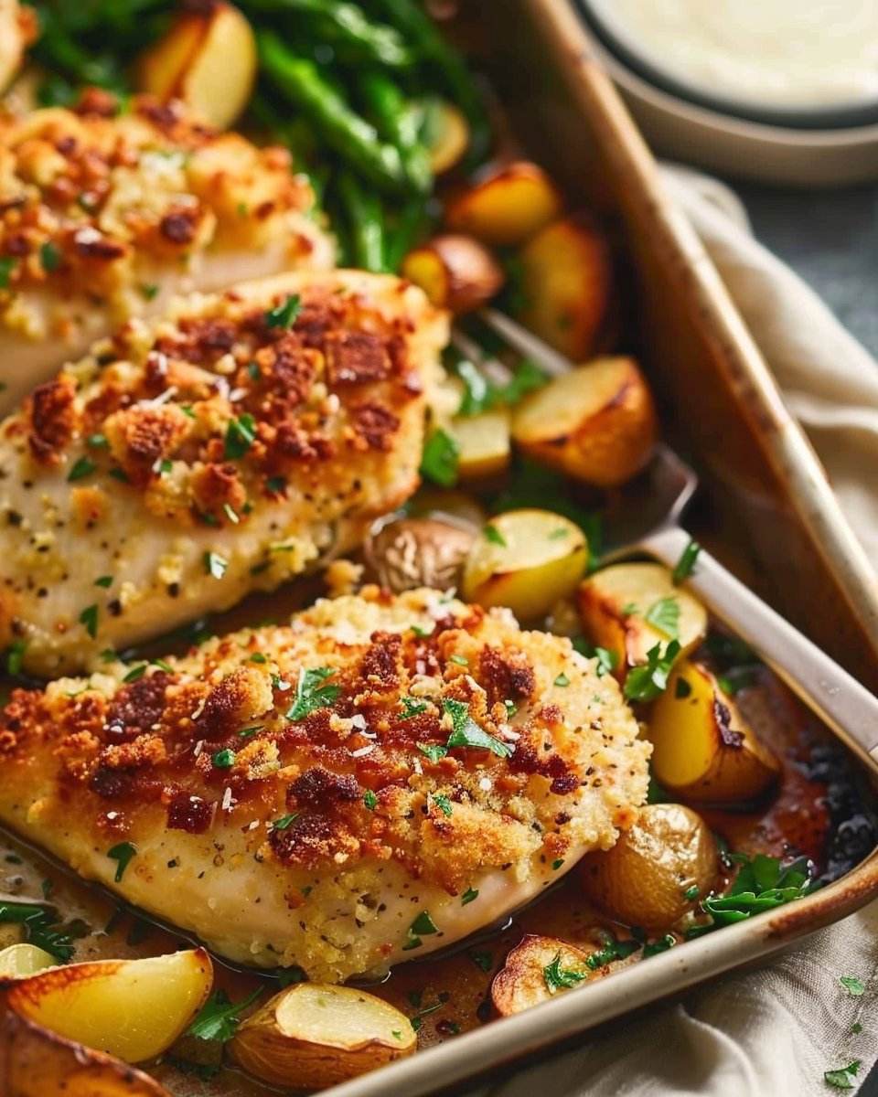 Parmesan Crusted Chicken Sheet Pan Dinner