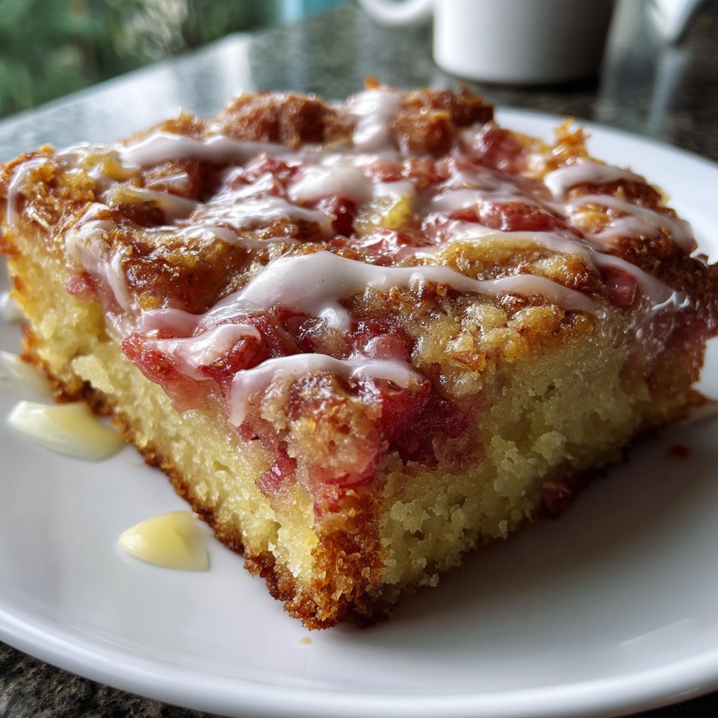 Easy Rhubarb Dessert Squares with Vanilla Glaze 4 Easy Rhubarb Dessert Squares with Vanilla Glaze
