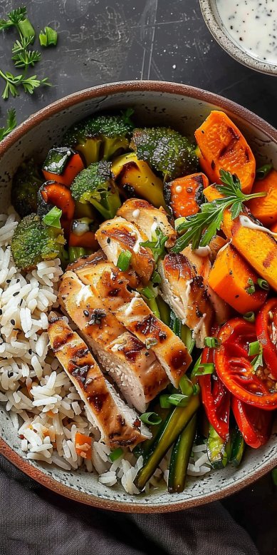 Buddha Bowl with Chicken and Roasted Vegetables